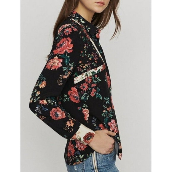 Maje Ciller Patchwork Floral Print Shirt Size Small - Picture 4 of 13